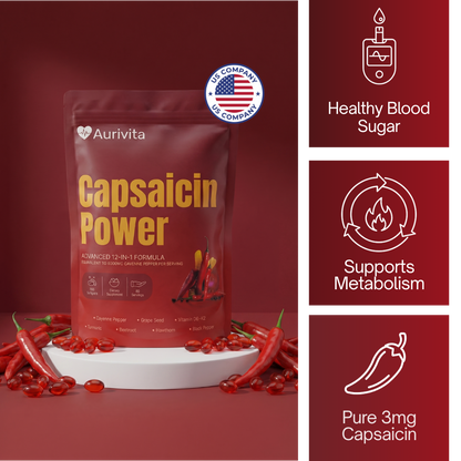 Aurivita Capsaicin Power - Cayenne Pepper Softgels Formulated For Diabetics