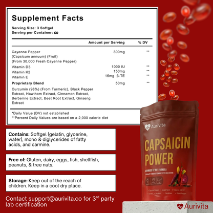 Aurivita Capsaicin Power - Cayenne Pepper Softgels